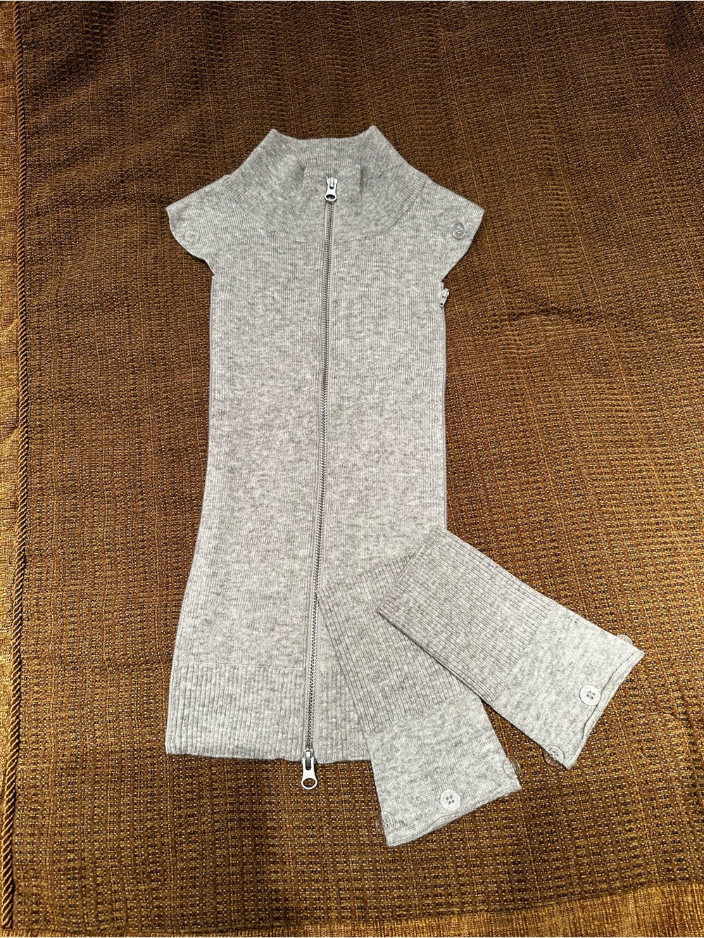 Veronica Beard Gray Cashmere Uptown Dickey insert w/ Cuffs - New